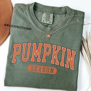NEW Comfort Colors Pumpkin Season Soft Cotton Crewneck Graphic Tee Shirt